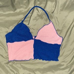 Trendy pink and blue halter top